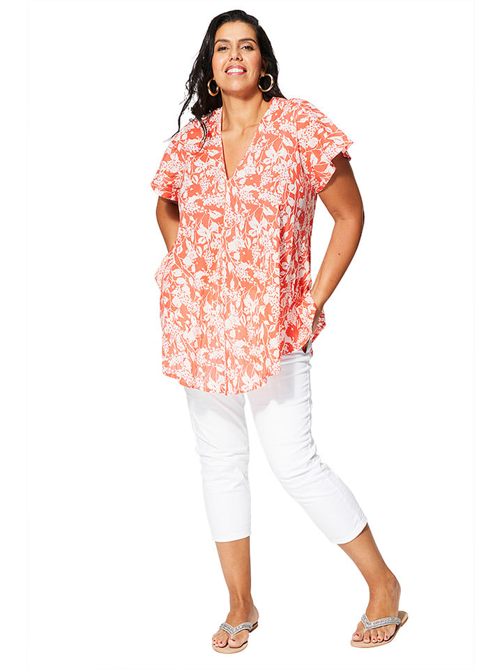 Aller Simplement Koszulka w kolorze pomarańczowo-białym rozmiar: 46/48