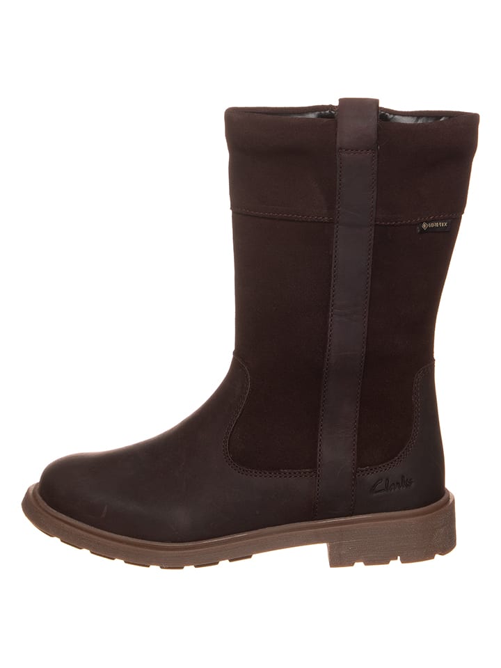 Clarks Skórzane kozaki w kolorze ciemnobrązowym rozmiar: 28