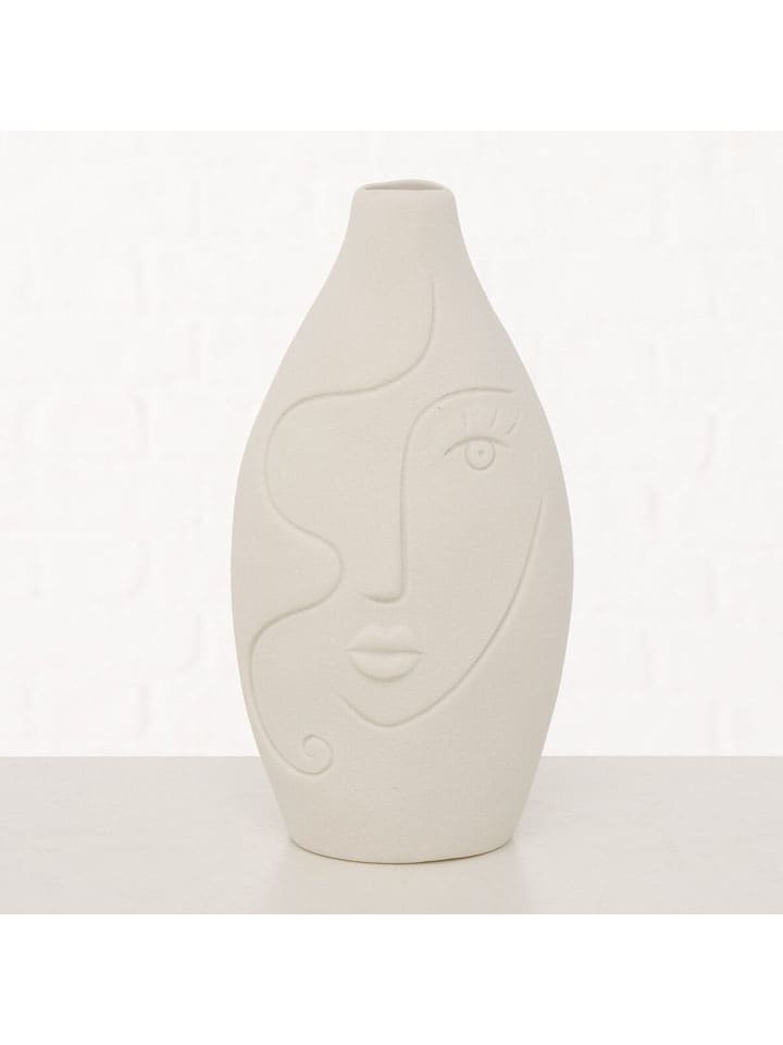 Boltze Wazon "Face" w kolorze białym - wys. 23 cm rozmiar: onesize
