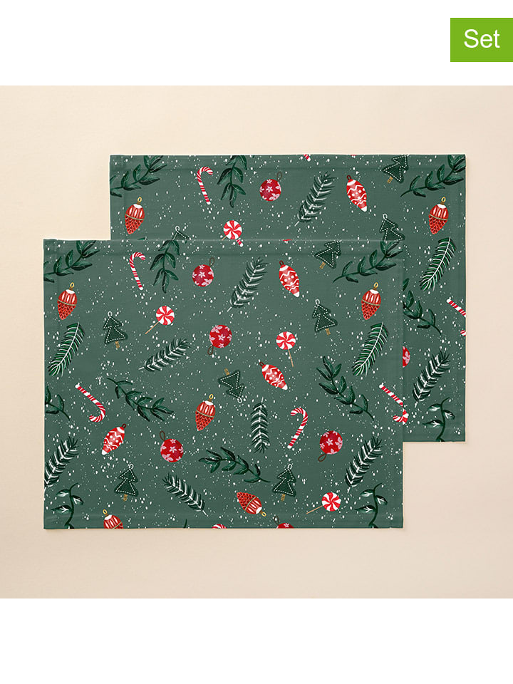 Mint Rugs Podkładki stołowe (2 szt.) "Christmas Maison" w kolorze zielonym - 50 x 40 cm rozmiar: onesize