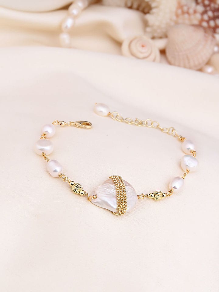 Pierres de Jade Pozłacana bransoletka z perłami rozmiar: onesize