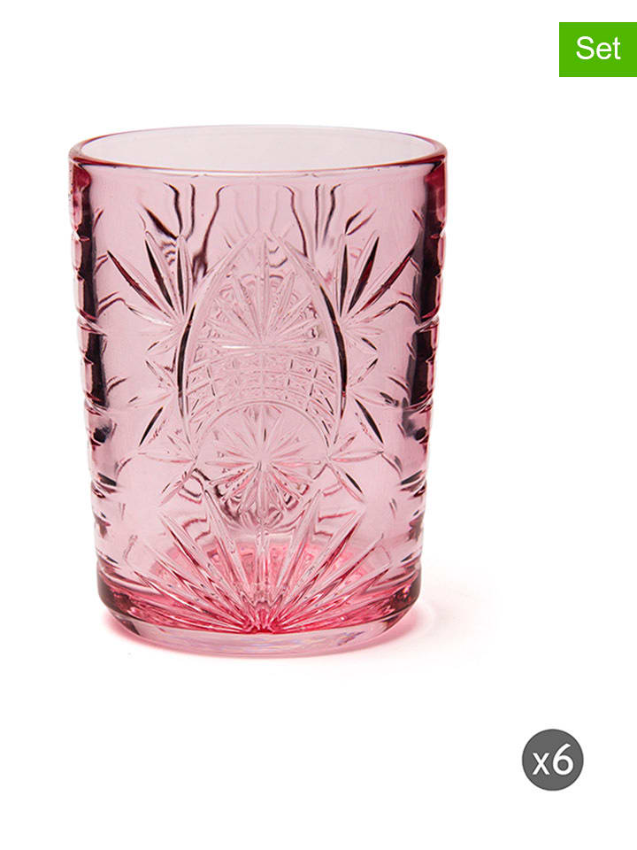 Trendy Kitchen by EXCÉLSA Szklanki (6 szt.) "Color Tumbler" w kolorze jasnoróżowym - 350 ml rozmiar: onesize