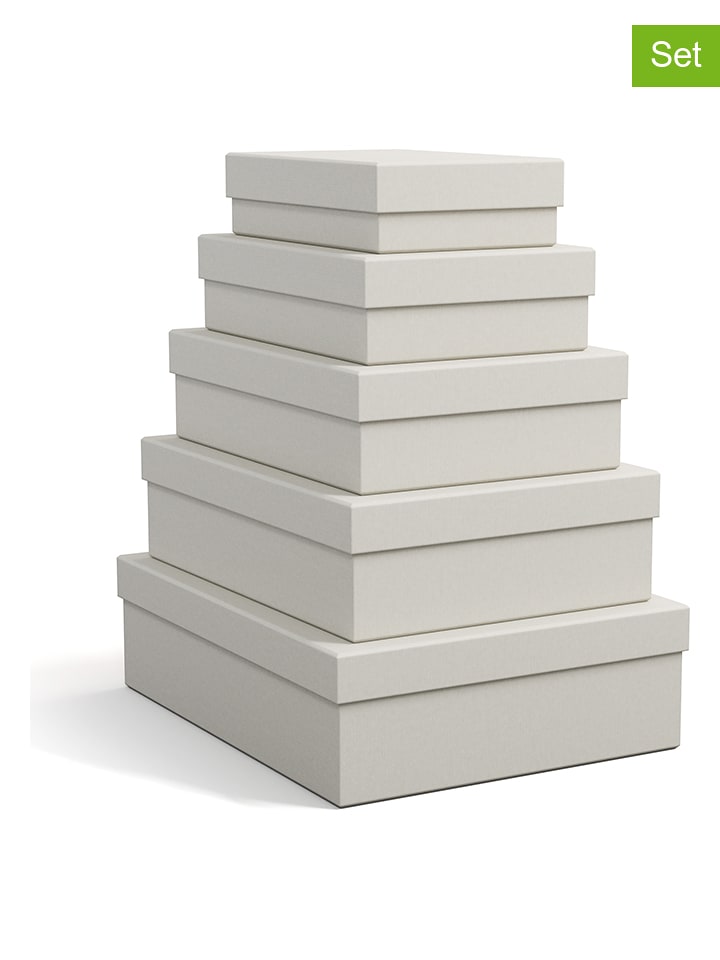 BigsoBox Pudełka (5 szt.) "Cindy" w kolorze beżowym rozmiar: onesize