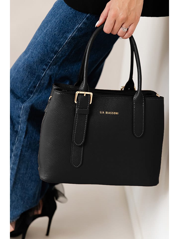 Lia Biassoni Skórzana torebka w kolorze czarnym - 33 x 25 x 11 cm rozmiar: onesize