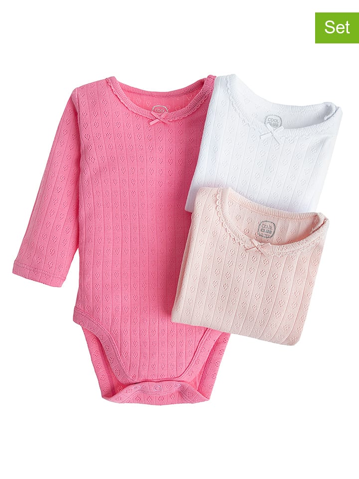 COOL CLUB Body (3 szt.) w kolorze jasnoróżowo-różowo-białym rozmiar: 74