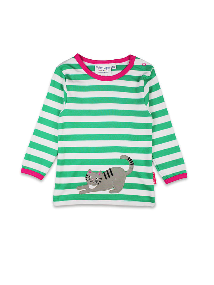 Toby Tiger Koszulka w kolorze zielono-białym rozmiar: 86