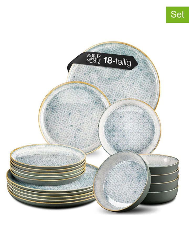 Moritz & Moritz 18-częściowy zestaw talerzy "Terra" w kolorze błękitnym rozmiar: onesize
