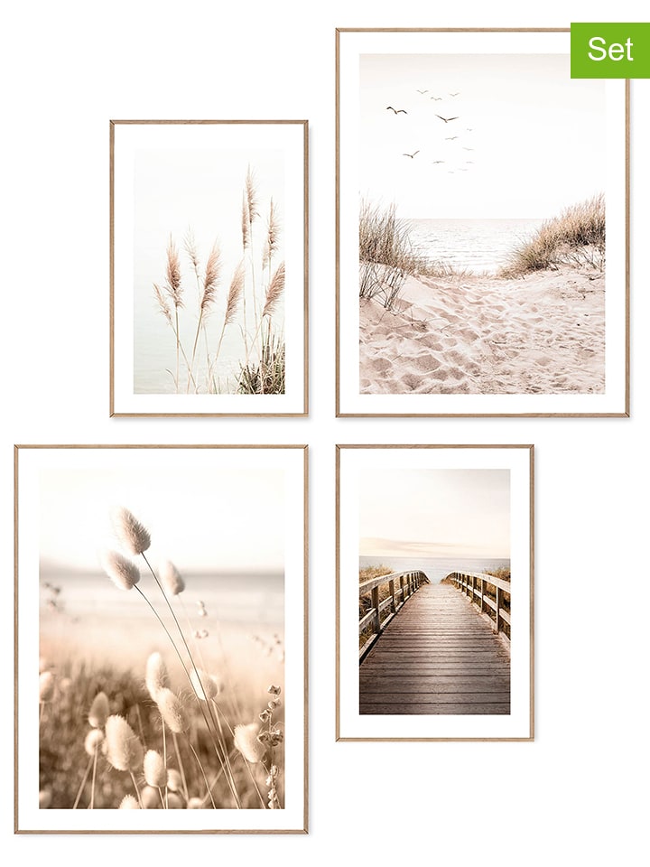 Orangewallz Druki artystyczne (4 szt.) "Outside Feeling" w ramce rozmiar: 30x40 cm