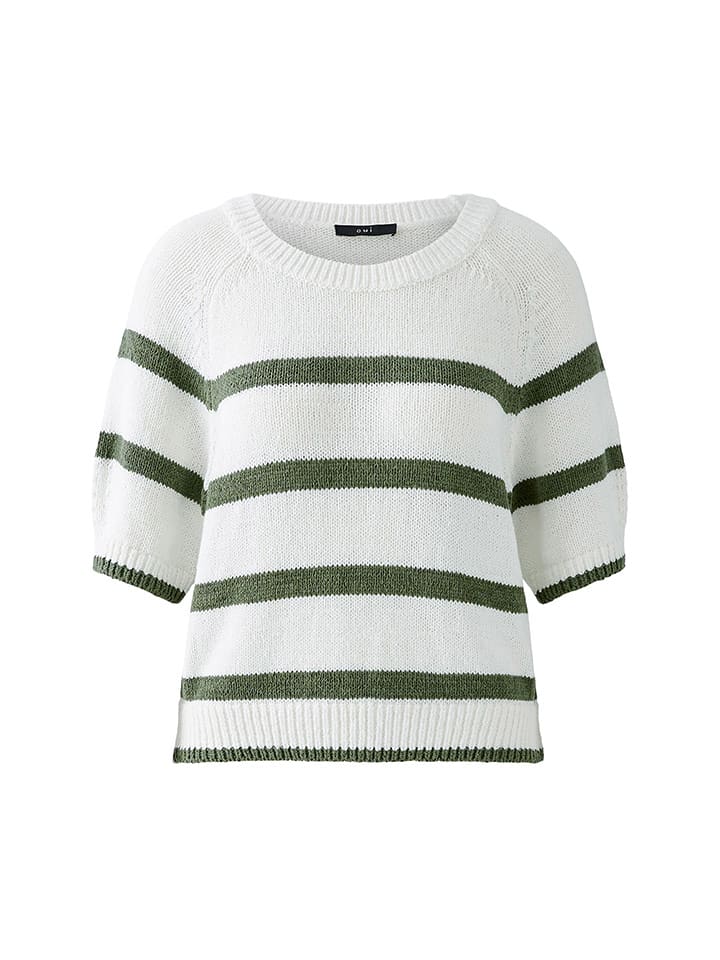 Oui Sweter w kolorze biało-oliwkowym rozmiar: 42