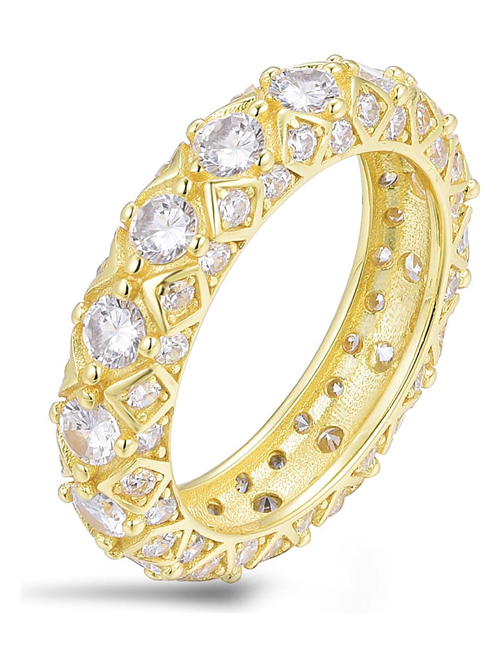 DI GIORGIO Pozłacany pierścionek z cyrkoniami rozmiar: 50