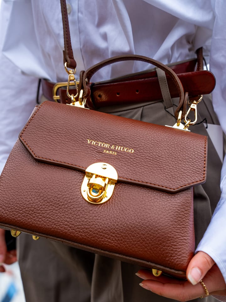 Victor & Hugo Paris Skórzana torebka "Florentine" w kolorze brązowym - 21,5 x 16,5 x 12,5 cm rozmiar: onesize