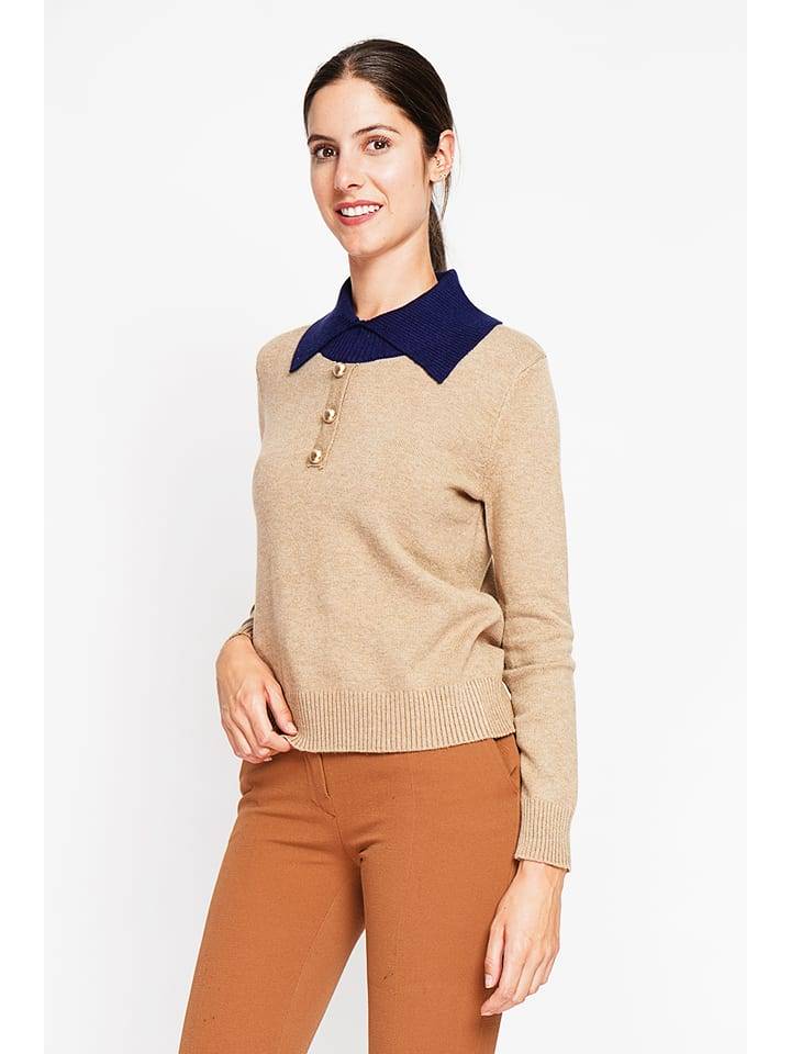 William de Faye Sweter w kolorze karmelowo-niebieskim rozmiar: 40