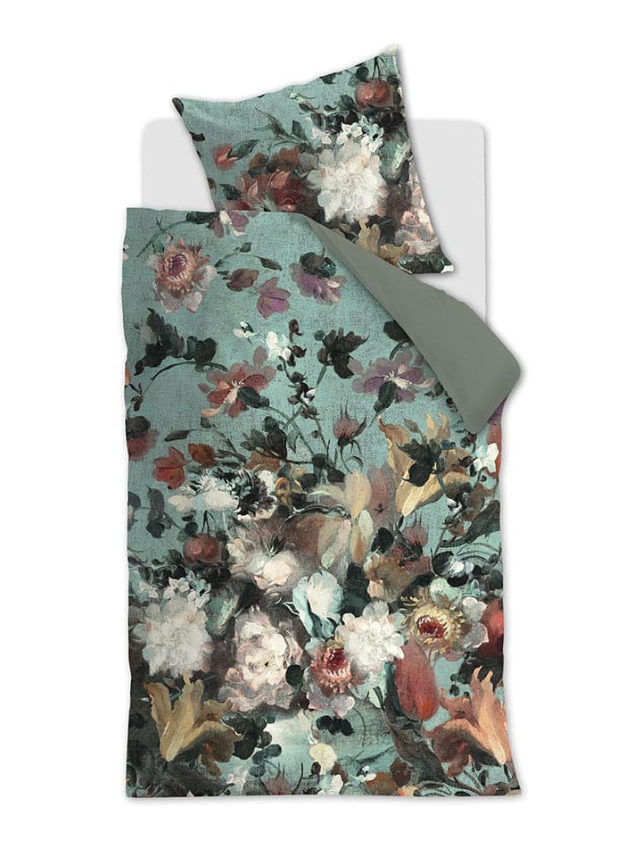 Beddinghouse Komplet pościeli satynowej "Grandeur" w kolorze błękitnym ze wzorem rozmiar: 155x220 cm