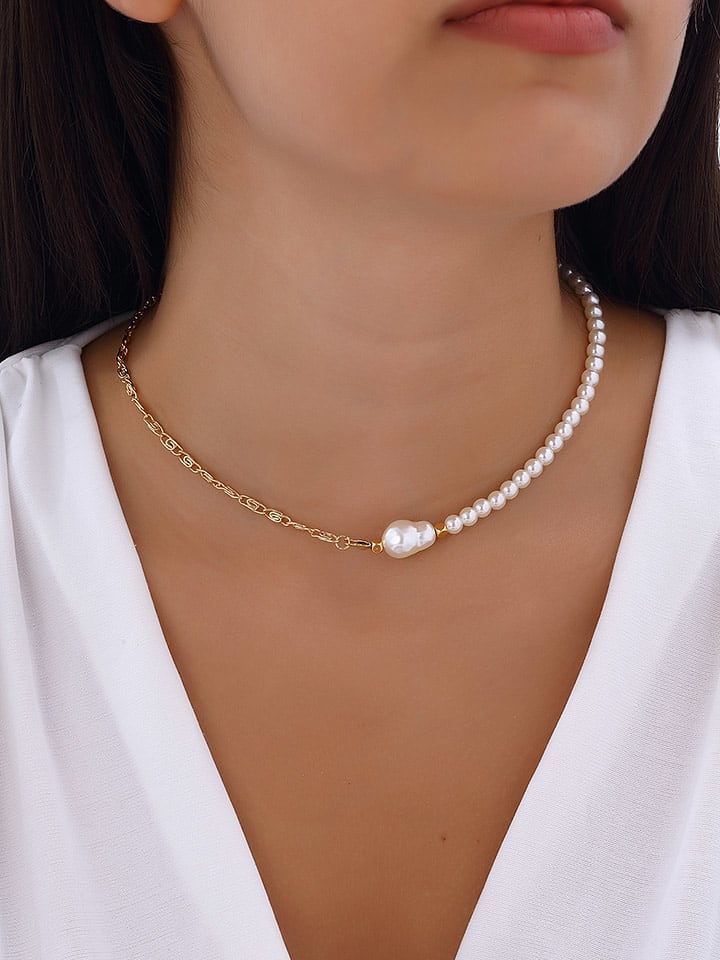 Nakkash Pozłacany naszyjnik z perłami syntetycznymi rozmiar: onesize