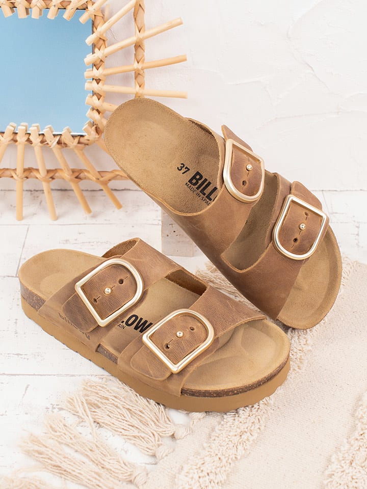 billowy Skórzane klapki w kolorze brązowym rozmiar: 42