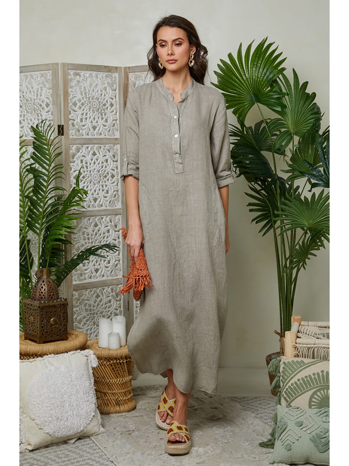 Lin Passion Lniana sukienka w kolorze beżowym rozmiar: 34/36