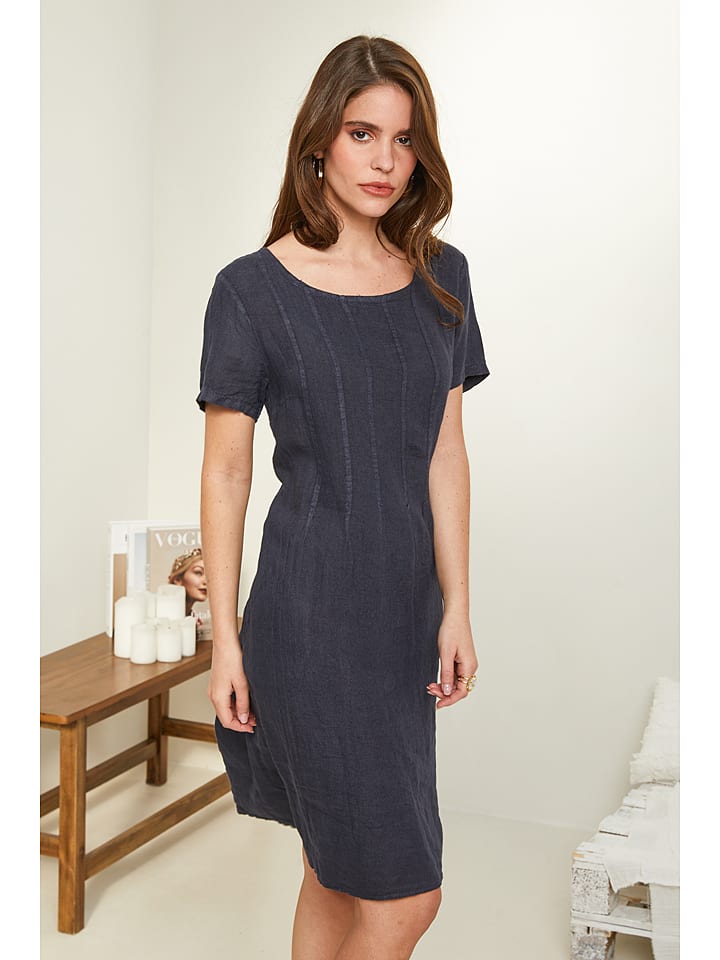 Rodier Lin Lniana sukienka w kolorze granatowym rozmiar: XL/XXL