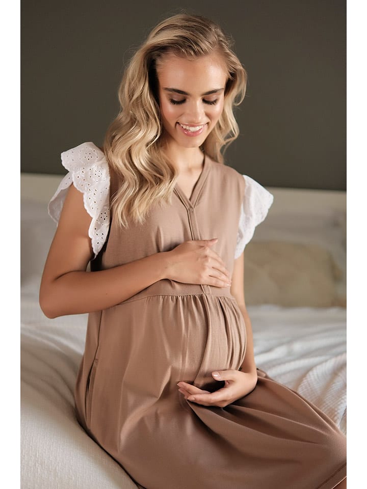 Doctor Nap Ciążowa koszula nocna w kolorze jasnobrązowym rozmiar: M