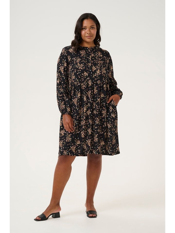 KAFFE curve Sukienka w kolorze czarno-karmelowym rozmiar: 50