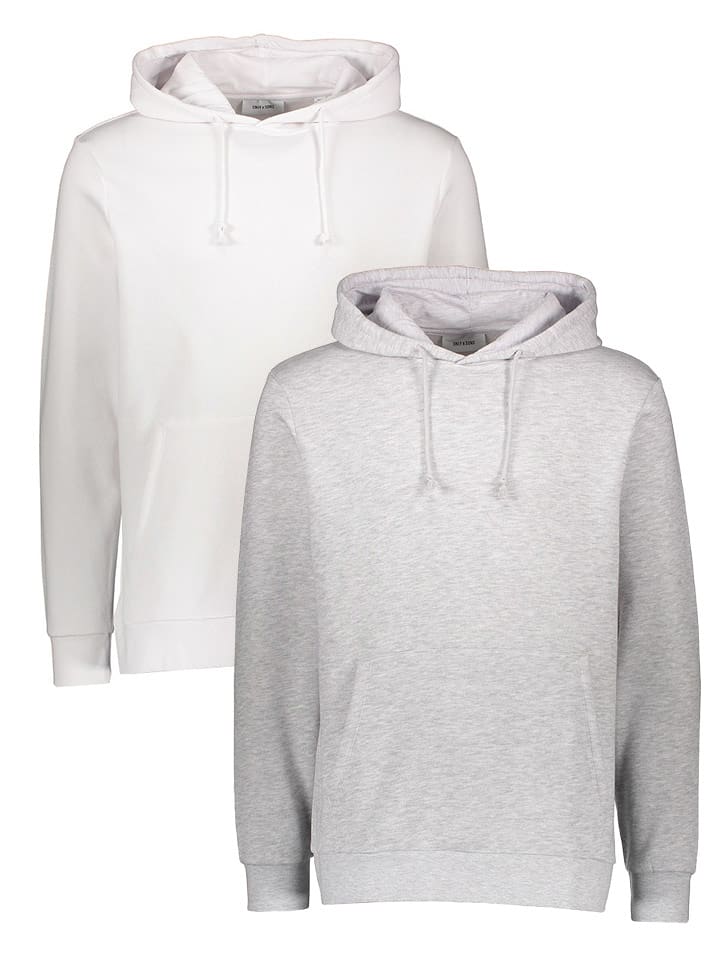 ONLY & SONS Bluzy (2 szt.) w kolorze białym i szarym rozmiar: XL