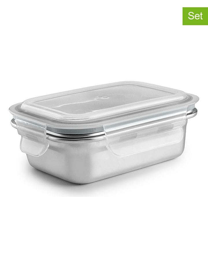 Ibili Pojemniki (2 szt.) "Keepklin" w kolorze srebrnym - 400 ml rozmiar: onesize