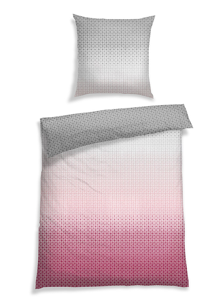 Schiesser Komplet pościeli renforcé "Grady" w kolorze biało-jasnoróżowo-szarym rozmiar: 155x220 cm