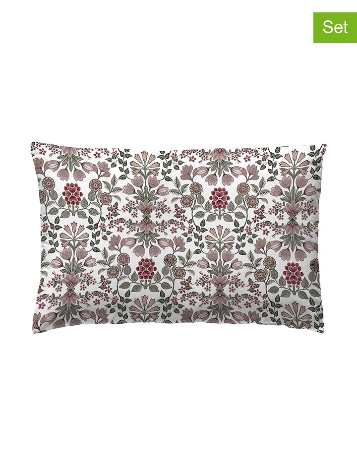 ethere Perkalowe poszewki (2 szt.) w kolorze biało-jasnoróżowym na poduszkę rozmiar: 50x80 cm