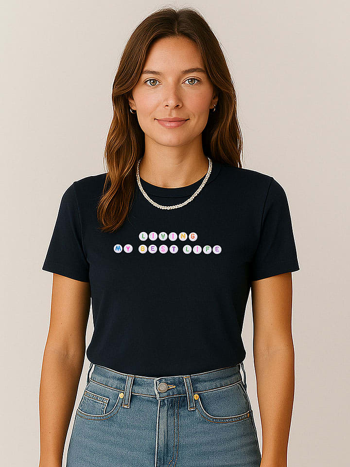 WOOOP Koszulka "Living My Best Life" w kolorze czarnym rozmiar: S