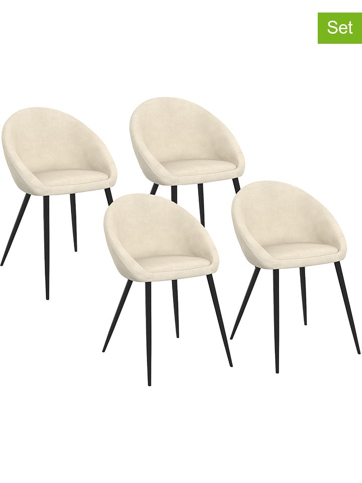 IDOMYA Factory Krzesła (4 szt.) "Dory" w kolorze kremowo-czarnym do jadalni - 52 x 77 x 54 cm rozmiar: onesize