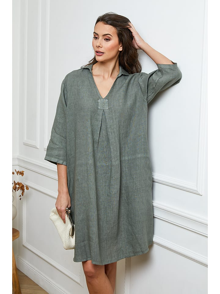 Fleur de Lin Lniana sukienka w kolorze khaki rozmiar: S