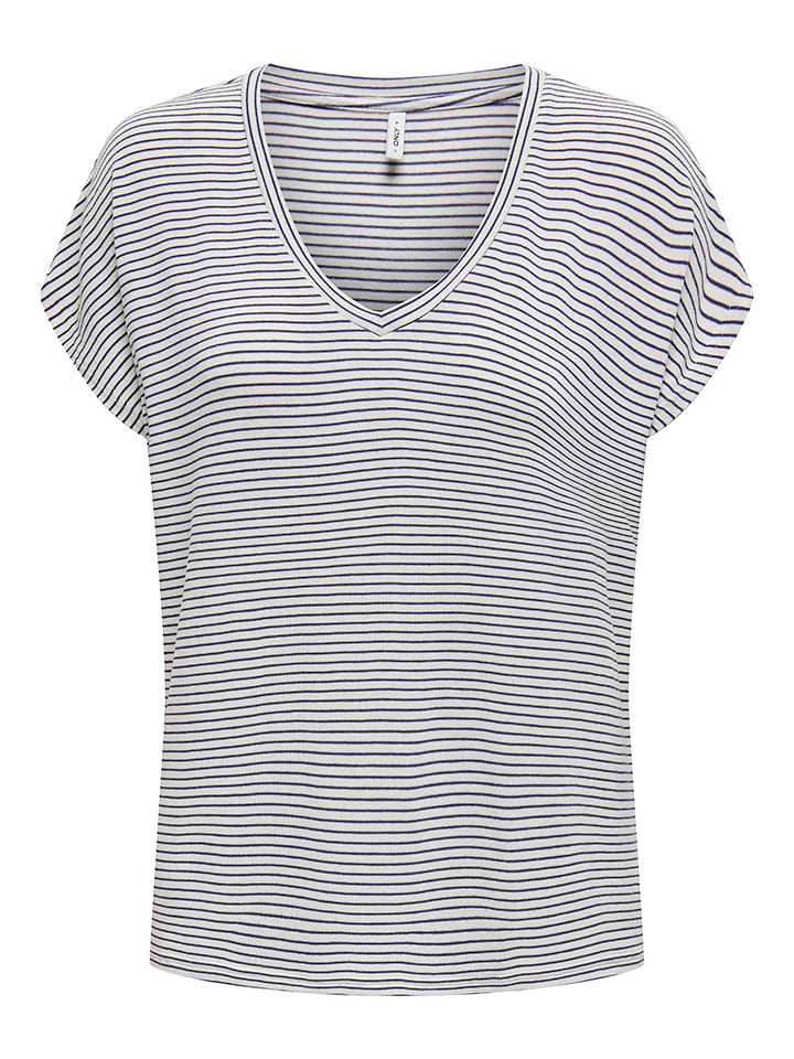 ONLY Koszulka w kolorze biało-granatowym rozmiar: XS