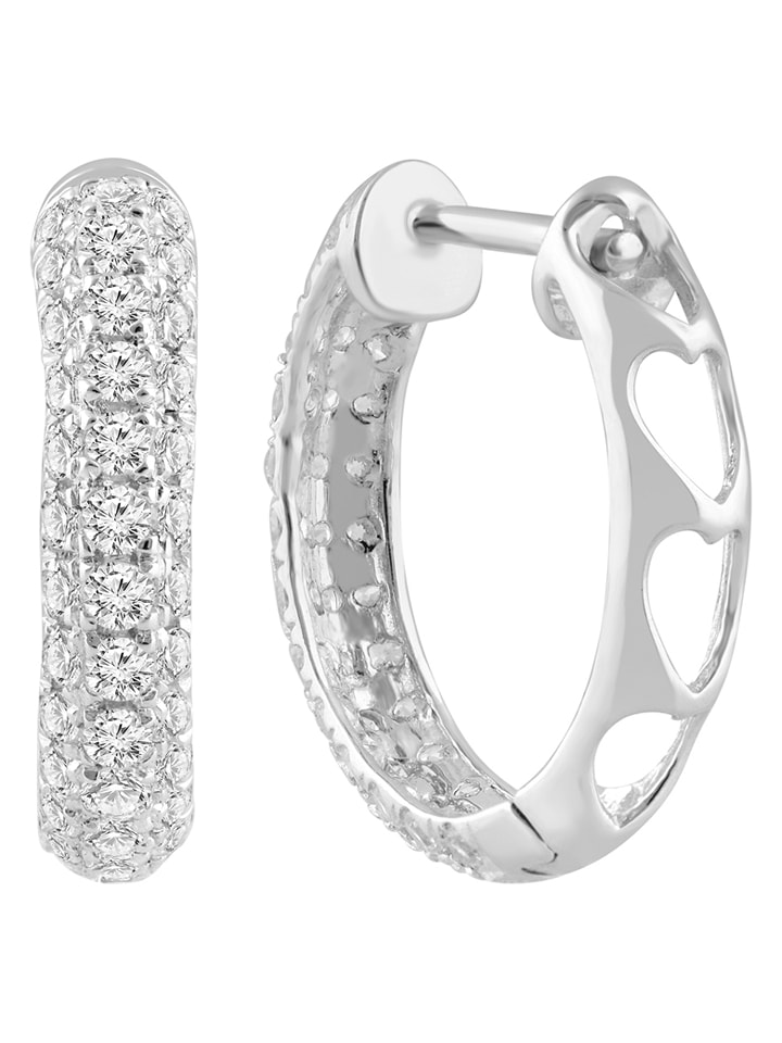 Diamonds lab grown Złote kolczyki-kreole z diamentami rozmiar: onesize