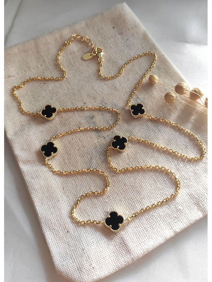 Miu Silver Pozłacany naszyjnik z masą perłową - dł. 60 cm rozmiar: onesize