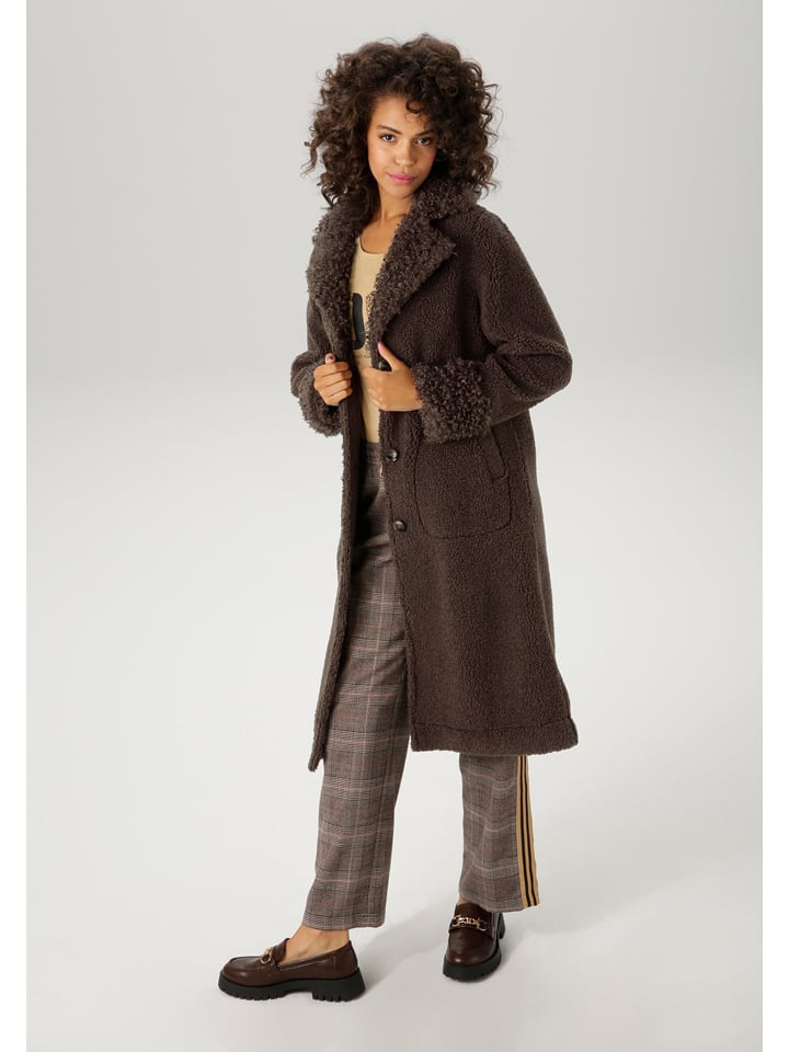 Aniston Płaszcz pluszowy w kolorze ciemnobrązowym rozmiar: 38