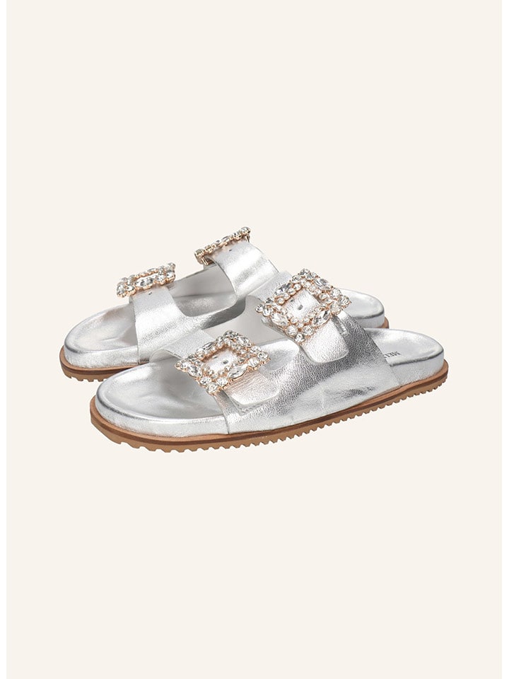 MELVIN & HAMILTON Skórzane klapki "Eve 1" w kolorze srebrnym rozmiar: 40