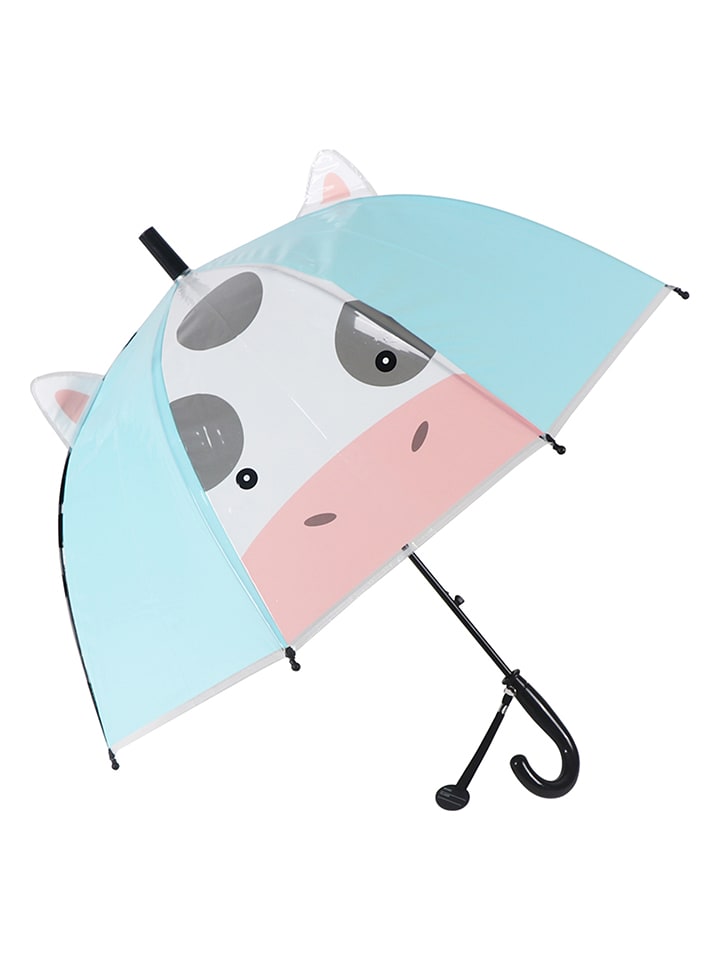 Le Monde du Parapluie Parasol dziecięcy "Cow" w kolorze biało-czarno-turkusowym - Ø 70 cm rozmiar: onesize
