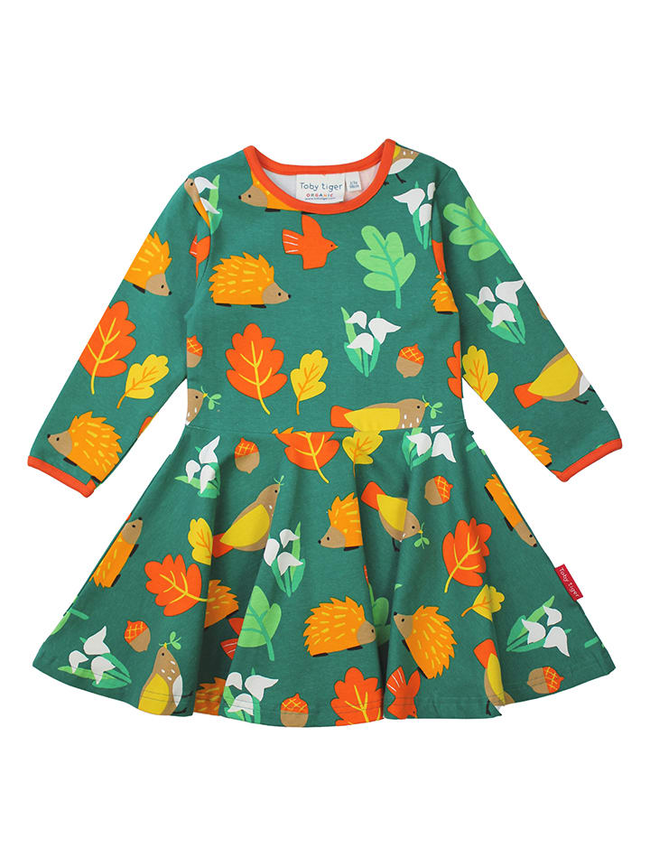 Toby Tiger Sukienka w kolorze zielono-pomarańczowym rozmiar: 104