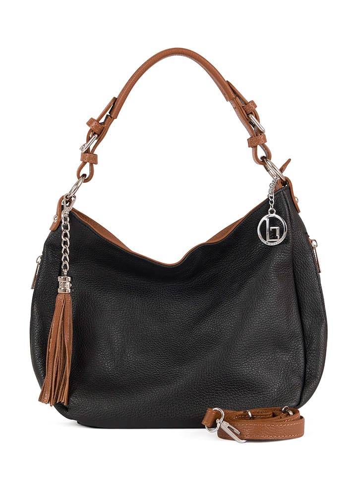 Lia Biassoni Skórzana torebka "Garga" w kolorze czarnym - 36 x 26 x 10 cm rozmiar: onesize