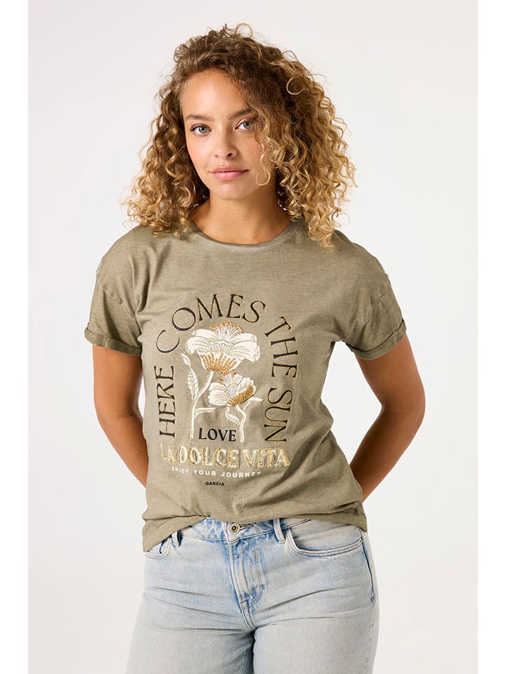 Garcia Koszulka w kolorze khaki rozmiar: L