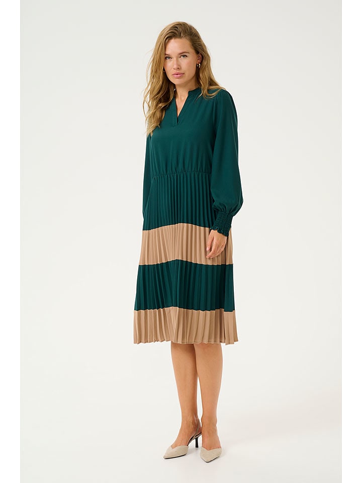 CULTURE Sukienka "Betty" w kolorze beżowo-zielonym rozmiar: M