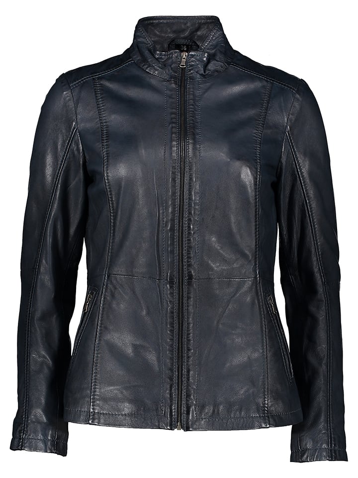 7eleven Skórzana kurtka "Sharron" w kolorze granatowym rozmiar: 38