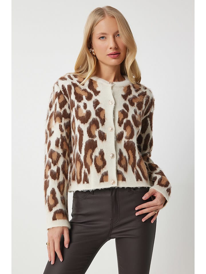 Happiness Istanbul Kardigan w kolorze kremowo-jasnobrązowym rozmiar: S/M