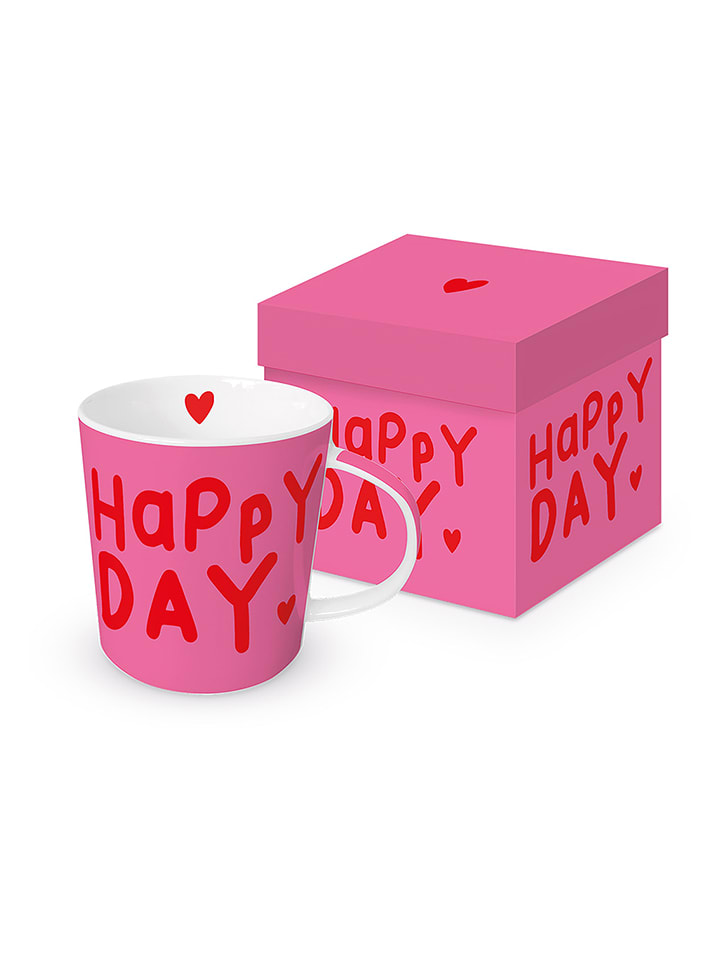 ppd Kubek jumbo "Happy Heart" w kolorze czerwono-różowym - 400 ml rozmiar: onesize