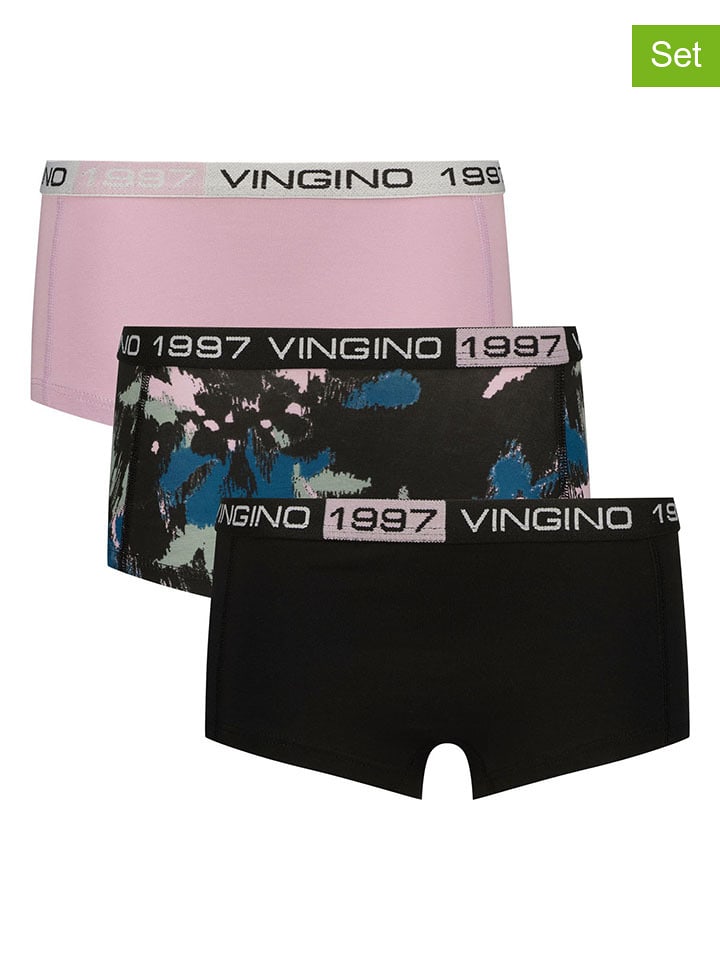 Vingino Majtki (3 pary) w kolorze jasnoróżowo-czarnym rozmiar: 158/164