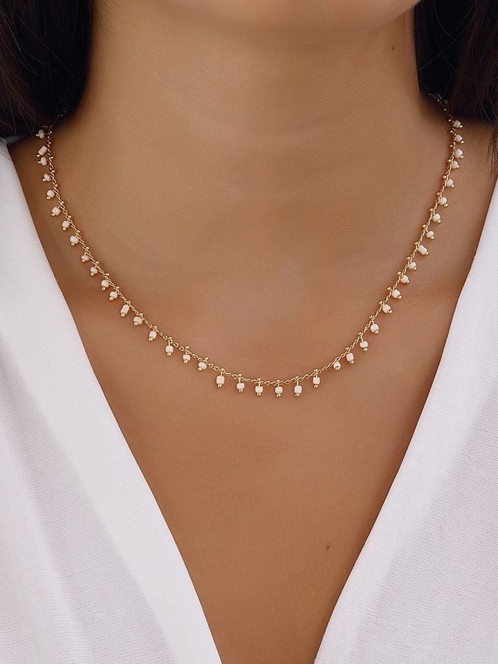 Nakkash Pozłacany naszyjnik z kryształami - dł. 45 cm rozmiar: onesize