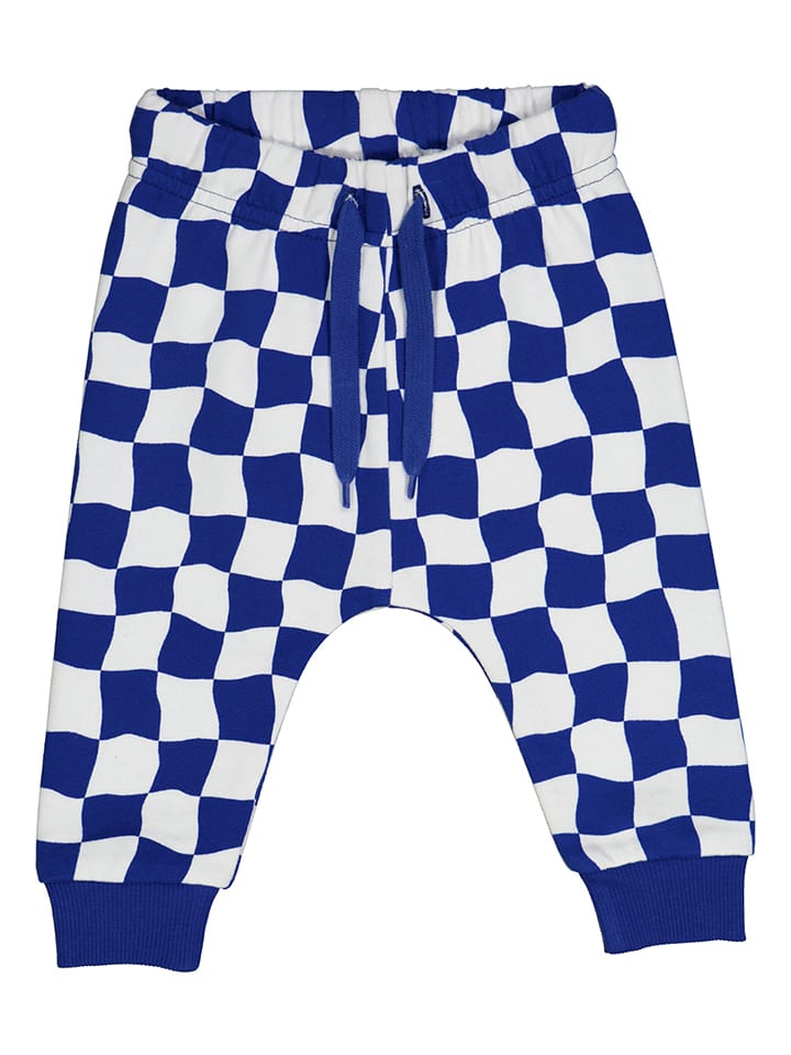 Fred´s World by GREEN COTTON Spodnie dresowe "Motor" w kolorze niebiesko-białym rozmiar: 74