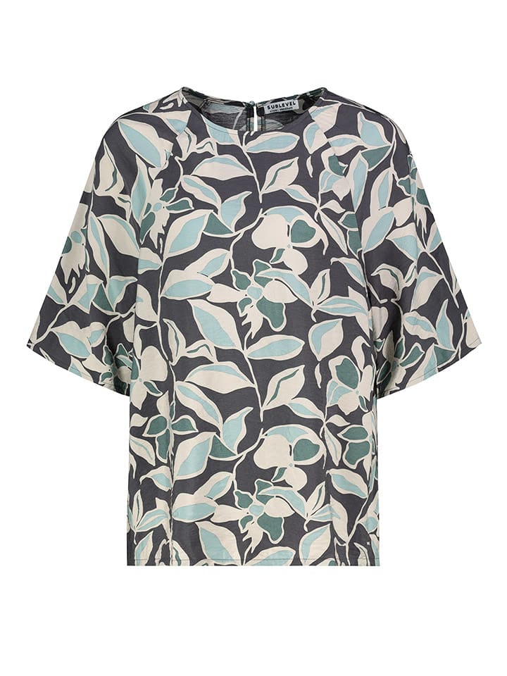 Sublevel Bluzka w kolorze antracytowo-miętowo-kremowym rozmiar: S