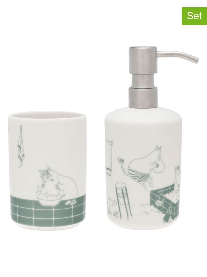 Moomin 2-częściowy zestaw "Bathtime" w kolorze biało-zielonym rozmiar: onesize