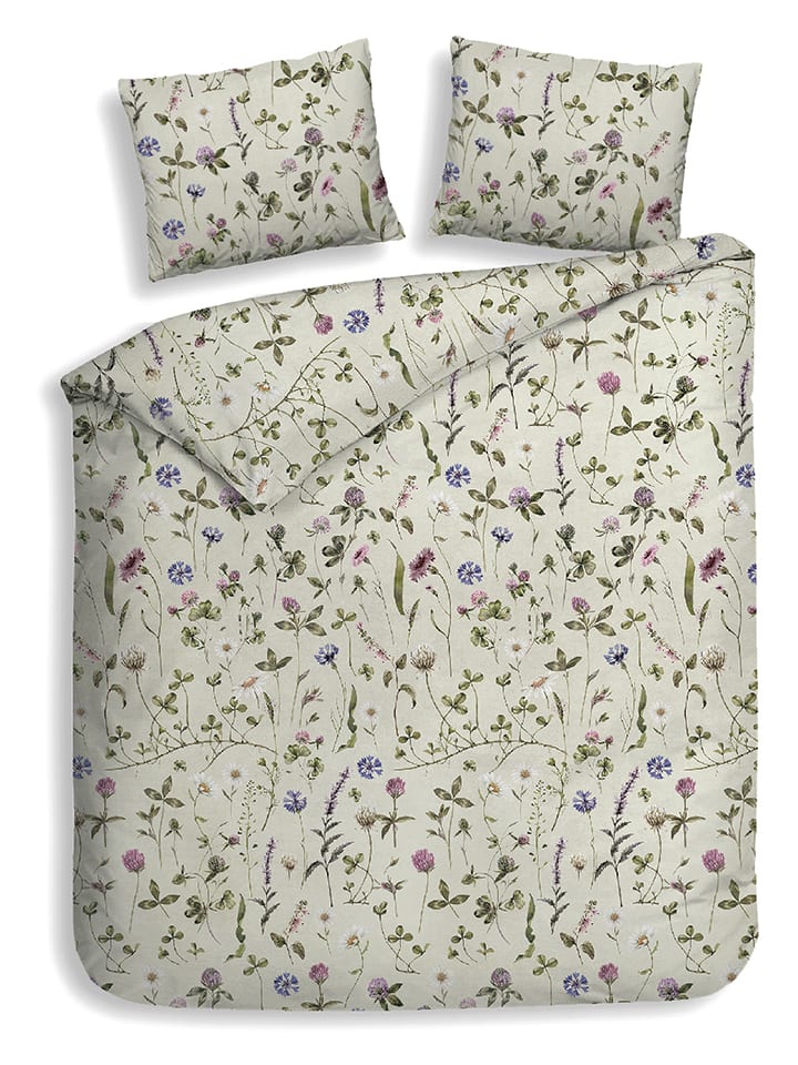 Heckett Lane Komplet pościeli flanelowej "Harper" w kolorze zielonym rozmiar: 140x220 cm