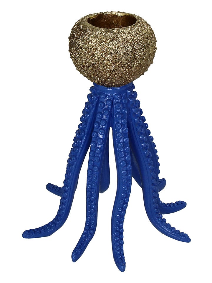 Kersten Świecznik "Octopus" w kolorze złoto-niebieskim - wys. 20 x Ø 16 cm rozmiar: onesize